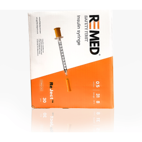 Insulin sprøyte  - ReJect 100u 31G 8mm - 30 stk